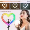 Kit Aro LED Corazon RGB+ Tripode con Soporte para Celular y Camara