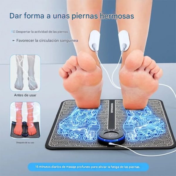 Masajeador Electrico Recargable para Pies con Parches de Electrodos
