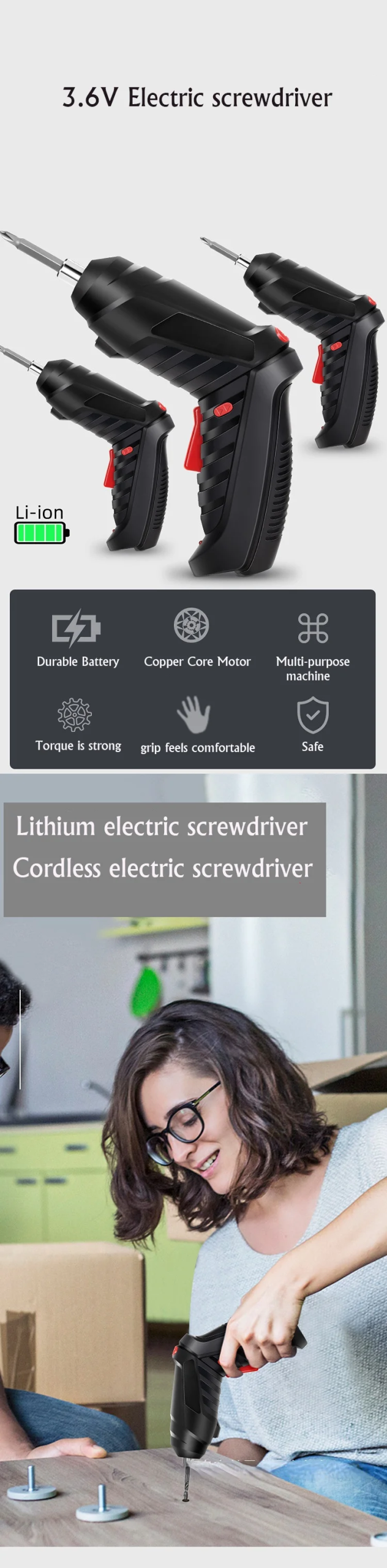 Mini Taladro Destornillador Eléctrico Inalámbrico Portátil 45Pz