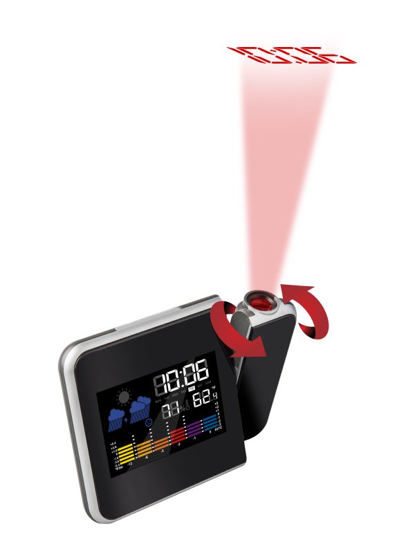 Reloj Despertador de proyección digital en la pared con estación meteorológica, repetición, temperatura, humedad