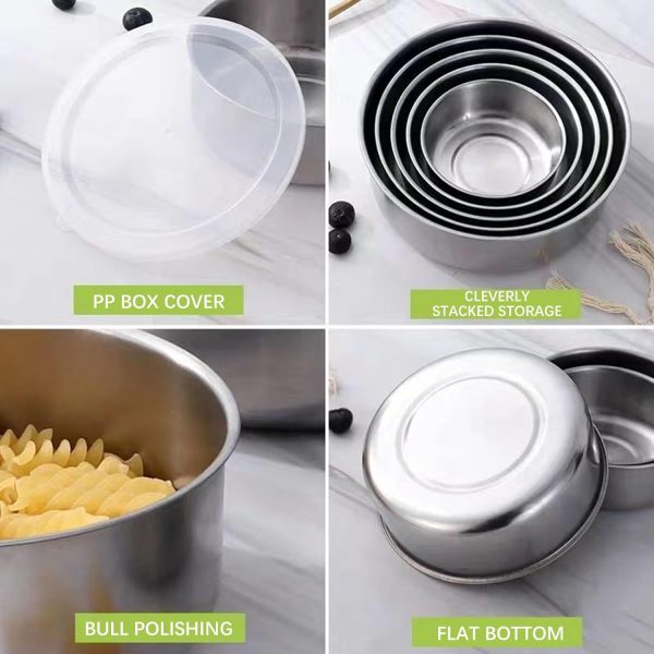 Set de 5 Bowls-Taper de Acero caracteristica Set de 5 Bowls-Taper de Acero Inoxidable con Tapa