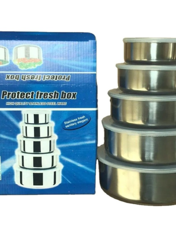 Set de 5 Bowls-Taper de Acero Inoxidable con Tapa