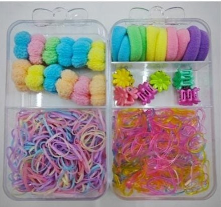 Set de Ligas Colets con Ganchitos Piojitos para Cabello de Colores