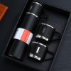 Termo-De-Acero-Inoxidable-Con-Doble-Taza-negro.jpg Termo De Acero Inoxidable Con 3 Tazas