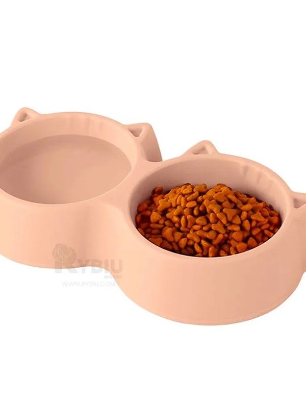 Plato de Comida para Mascotas con Doble Compartimiento y Orejitas