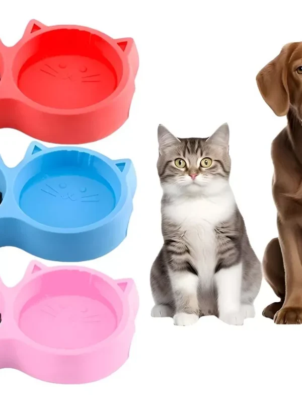 Plato de Comida para Mascotas con Doble Compartimiento y Orejitas