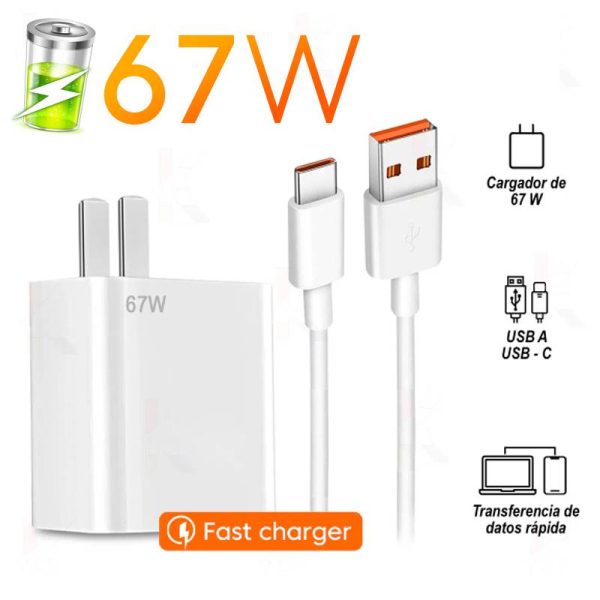 Cargador de Carga Rápida con Cable Tipo C 67W