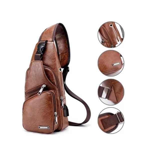 morral-hombre-cuero-sintetico-pechera-10.jpeg Morral Hombre Cuero Sintético Pechera Impermeable con puerto USB