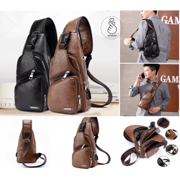 morral-hombre-cuero-sintetico-pechera-12.jpeg Morral Hombre Cuero Sintético Pechera Impermeable con puerto USB