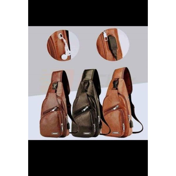 morral-hombre-cuero-sintetico-pechera-3.jpeg Morral Hombre Cuero Sintético Pechera Impermeable con puerto USB