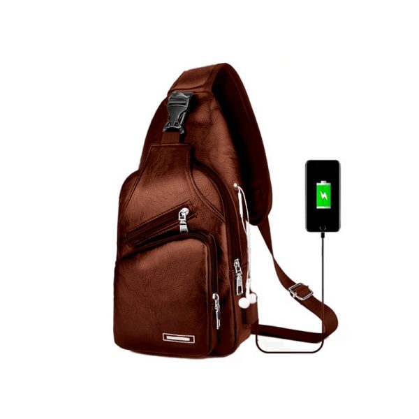 morral-hombre-cuero-sintetico-pechera-7.jpeg Morral Hombre Cuero Sintético Pechera Impermeable con puerto USB