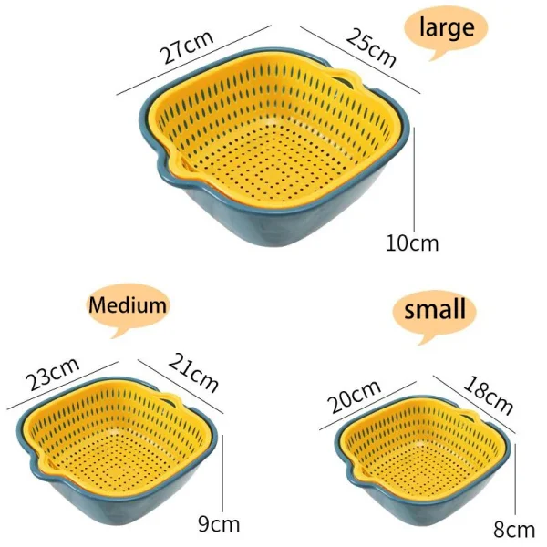 Set de 6 Escurridores multifuncional para limpiar, drenar y almacenar frutas y verduras