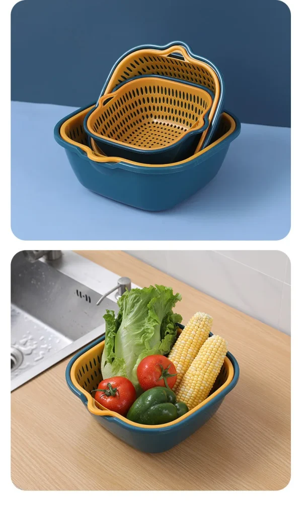 Set de 6 Escurridores multifuncional para limpiar, drenar y almacenar frutas y verduras