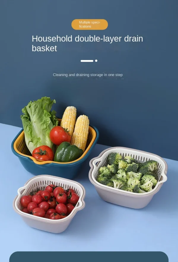 Set de 6 Escurridores multifuncional para limpiar, drenar y almacenar frutas y verduras