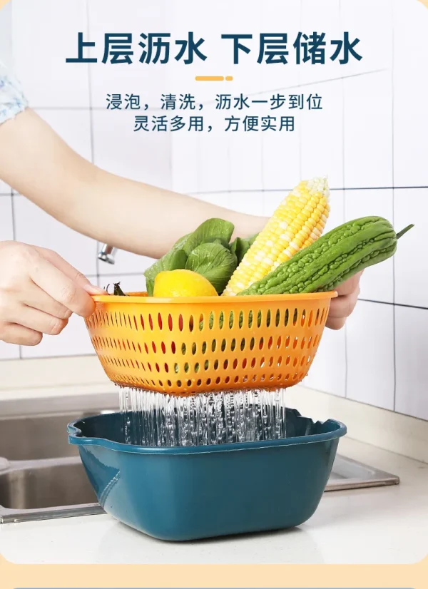 Set de 6 Escurridores multifuncional para limpiar, drenar y almacenar frutas y verduras
