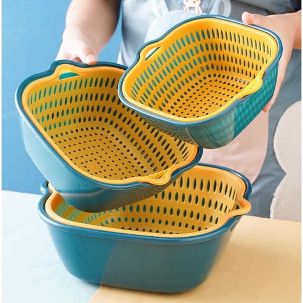Set de 6 Escurridores multifuncional para limpiar, drenar y almacenar frutas y verduras
