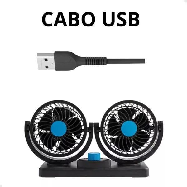 Ventilador Doble 360 grados Graduable Portatil para Automoviles y Escritorio
