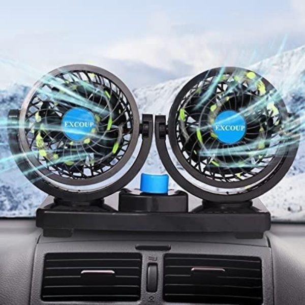 Ventilador Doble 360 grados Graduable Portatil para Automoviles y Escritorio