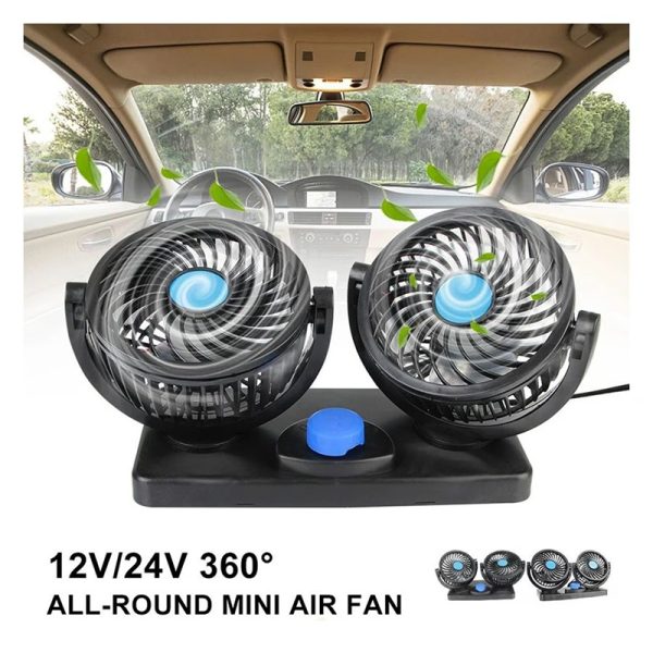 Ventilador Doble 360 grados Graduable Portatil para Automoviles y Escritorio