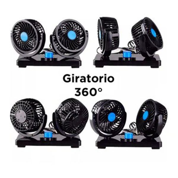 Ventilador Doble 360 grados Graduable Portatil para Automoviles y Escritorio