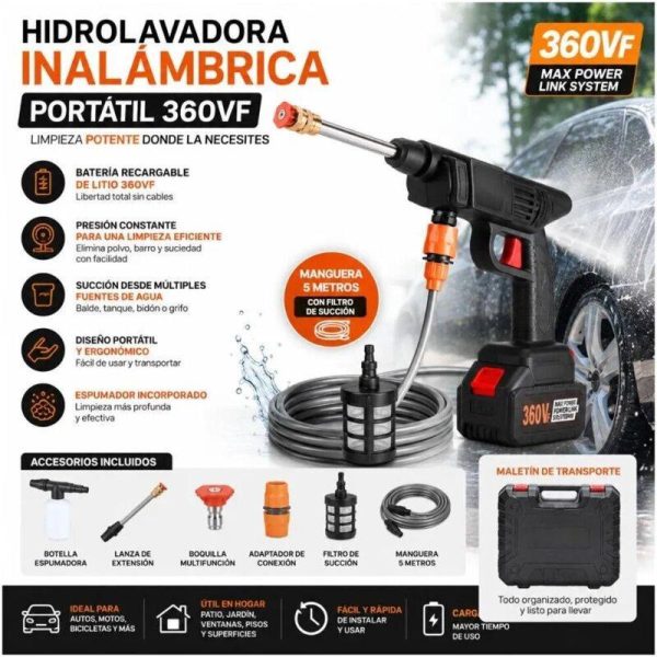 Hidrolavadora-portal-doble-bateria-11.jpg Hidrolavadora Inalámbrica 360Vf Portátil con Doble Batería