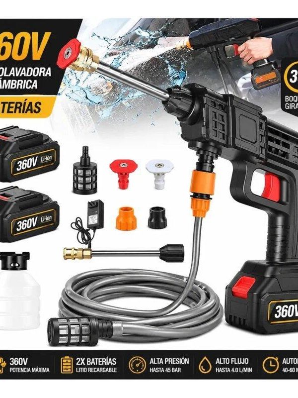 Hidrolavadora Inalámbrica 360Vf Portátil con Doble Batería