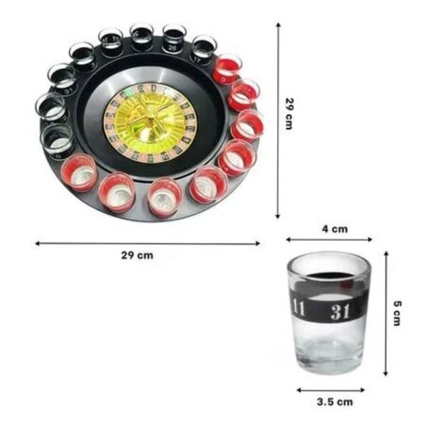 Ruleta de Shots Fiesta Modelo RULETA 16 Vasos Cristal
