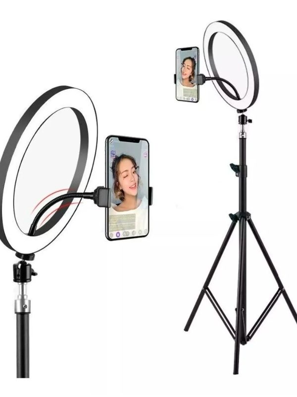 Aro De Luz LED 26cm + Trípode 2.1m + Soporte Celular Kit